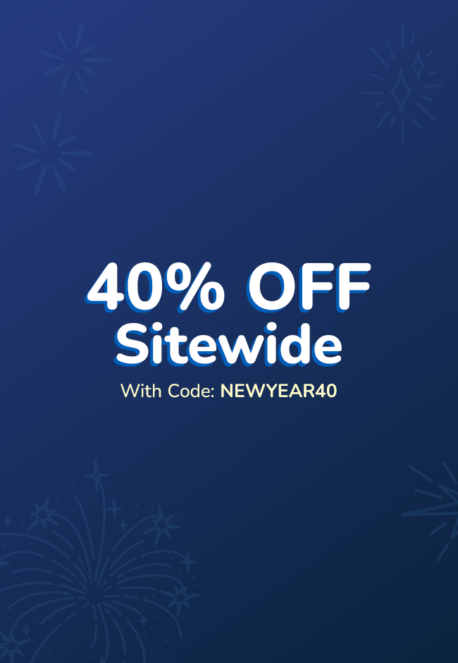 Promotional text for 40% off sitewide with a code NEWYEAR40